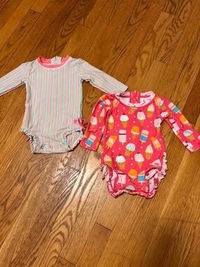 Ruffle Butts Swimsuits - 6-12 months (three swimsuits) Like New SPF50